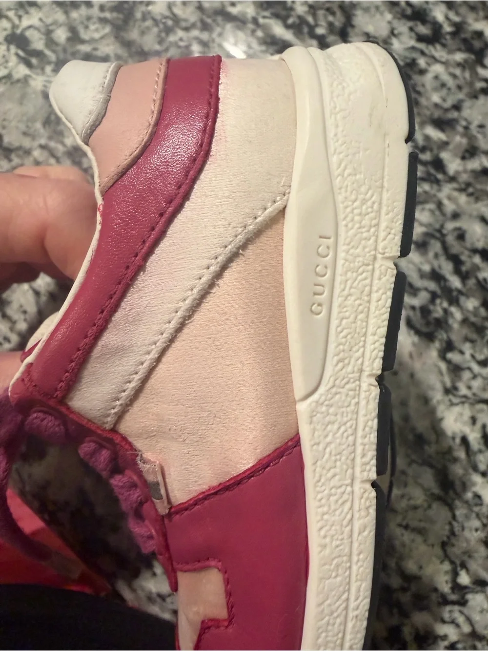 Gucci Pink and Cream Baby Walker Sneakers